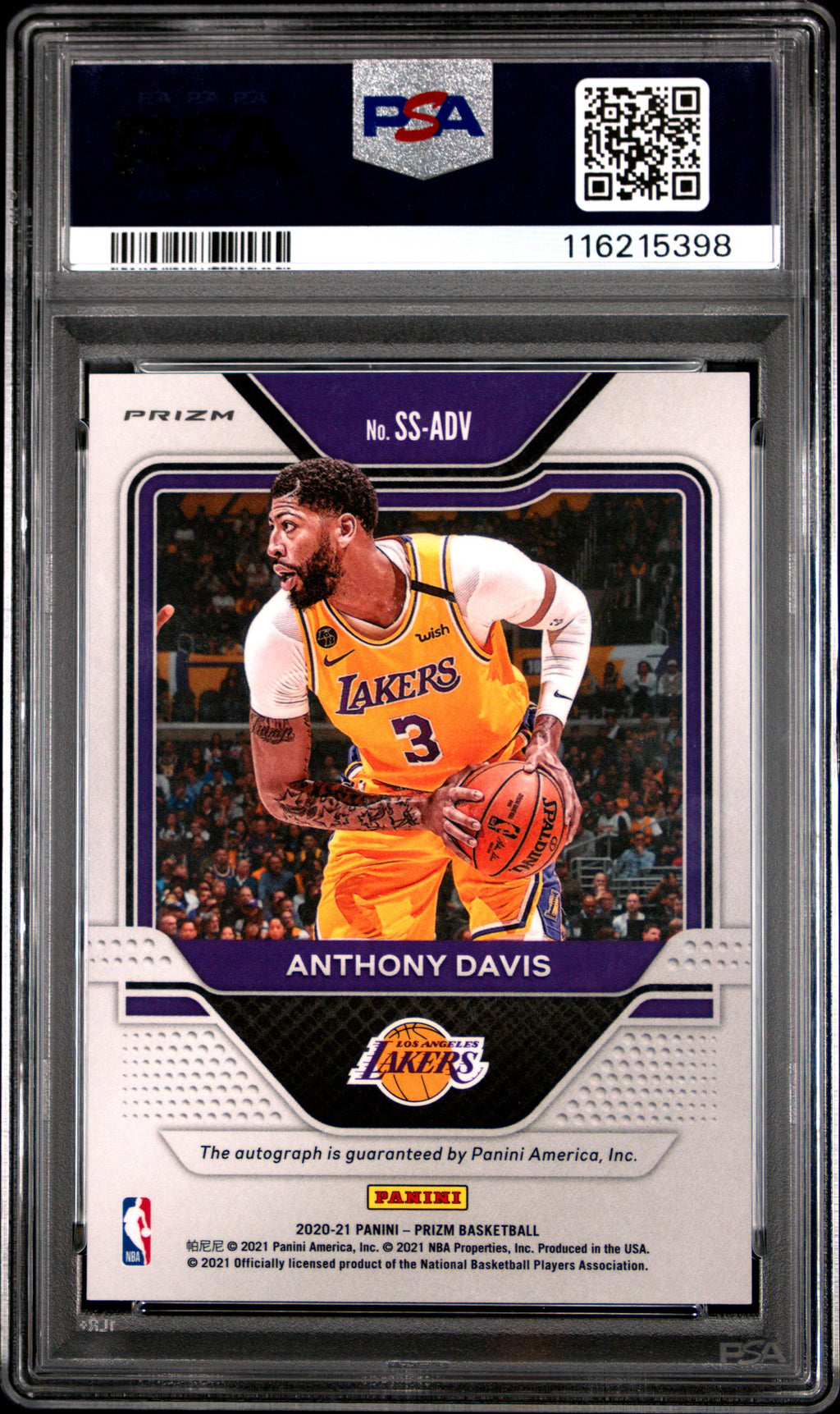 2020 Panini Prizm Sensational Signatures Anthony Davis Snstnl. SIG Choice #SSADV PSA 9