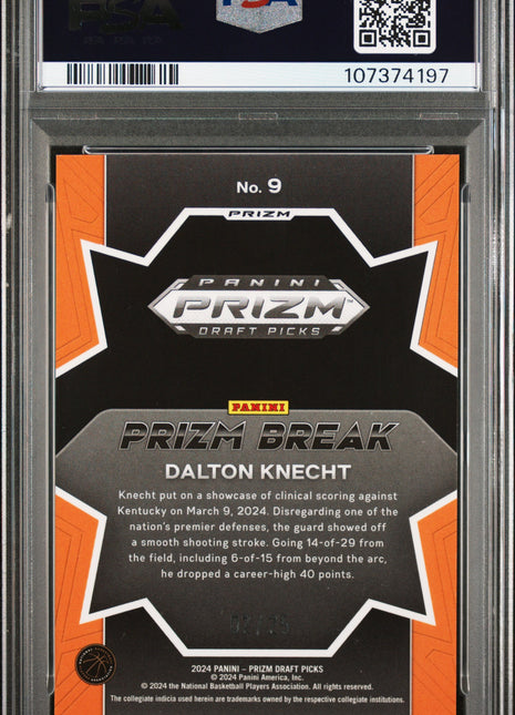 2024 Panini Prizm Draft Picks Prizm Break Dalton Knecht Mojo #9 PSA 9