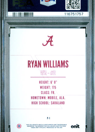 2024 Onit University Of Alabama Nil Ryan Williams Special Parallel Pink #P1 PSA 10