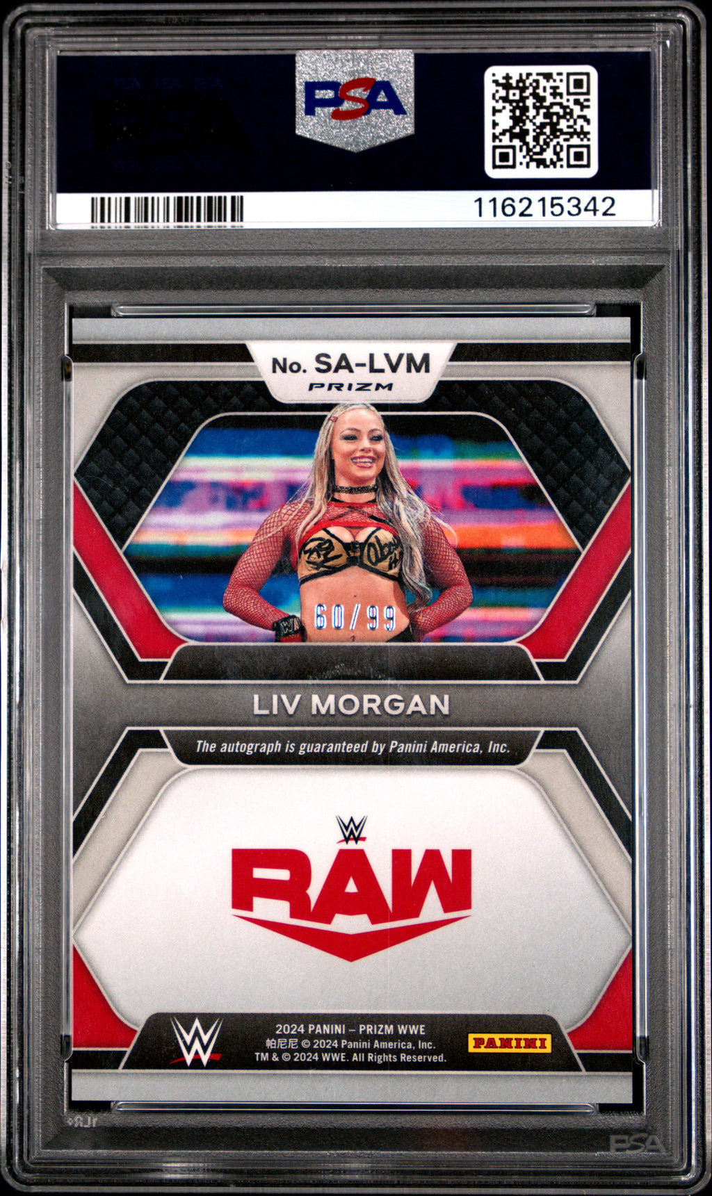 2024 Panini Prizm WWE Superstar Autographs LIV Morgan Red #SALVM PSA 9