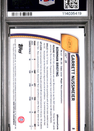 2024 Bowman University Chrome Sapphire Garrett Nussmeier #5 PSA 9