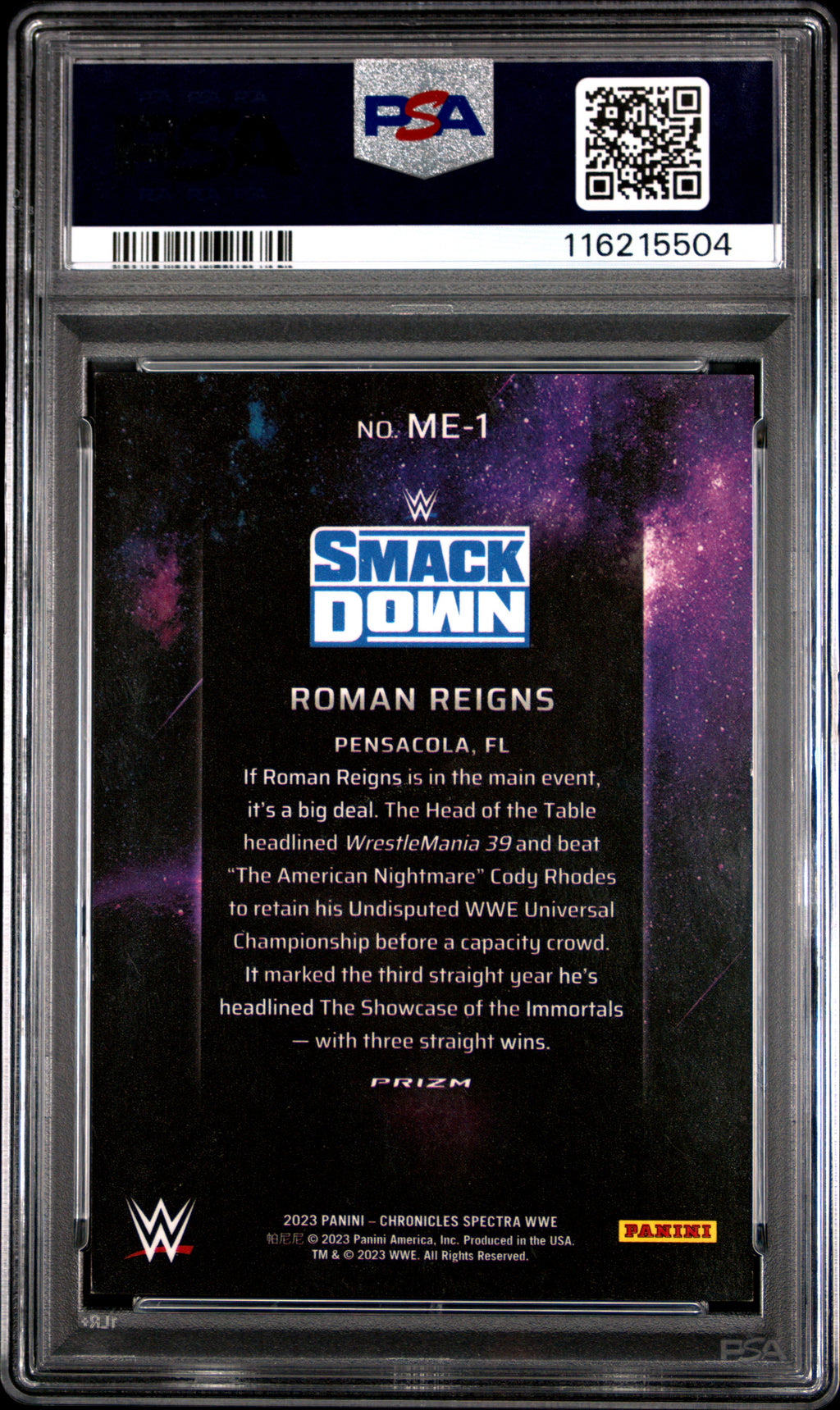 2023 Panini Chronicles WWE Main Event Roman Reigns #ME1 PSA 9
