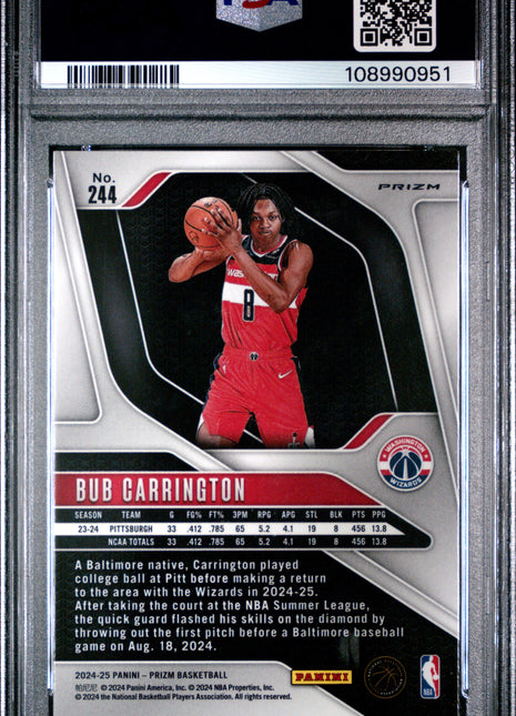 2024 Panini Prizm Bub Carrington Silver #244 PSA 10