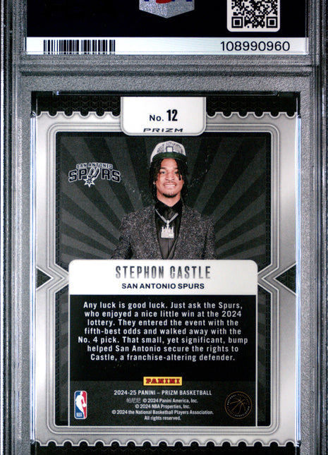 2024 Panini Prizm Luck Of The Lottery Stephon Castle Silver #12 PSA 9