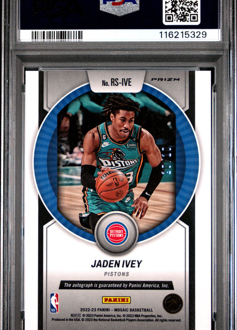 2022 Panini Mosaic Rookie Scripts Jaden Ivey Gold #RSIVE PSA 9