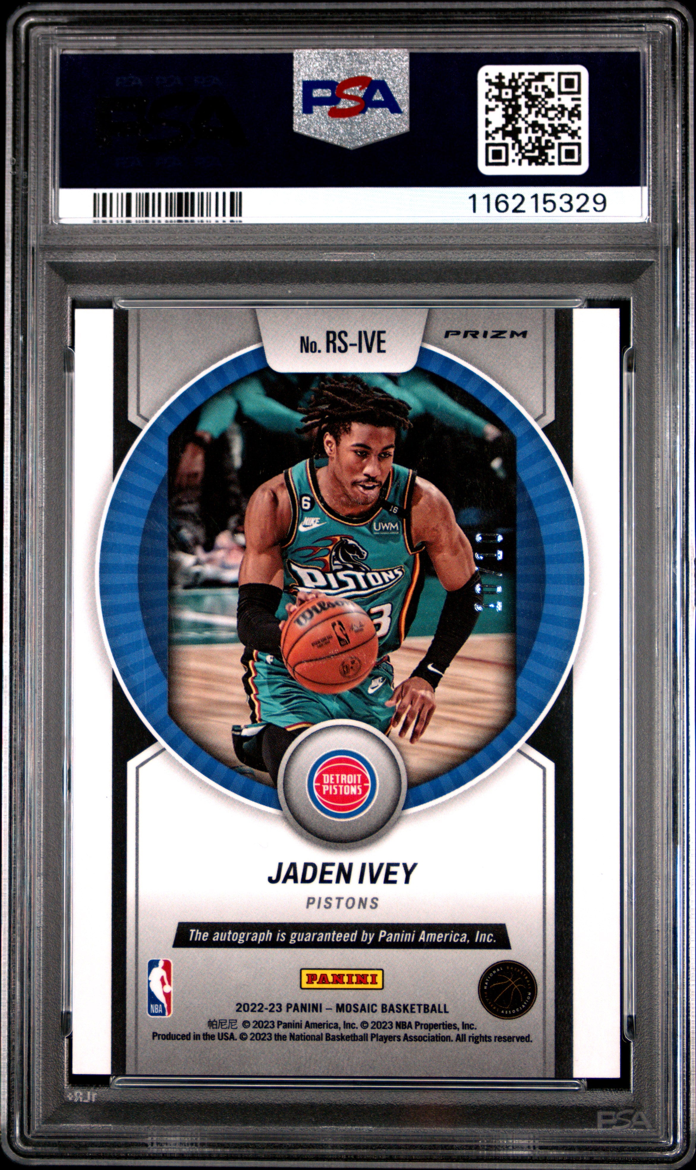 2022 Panini Mosaic Rookie Scripts Jaden Ivey Gold #RSIVE PSA 9