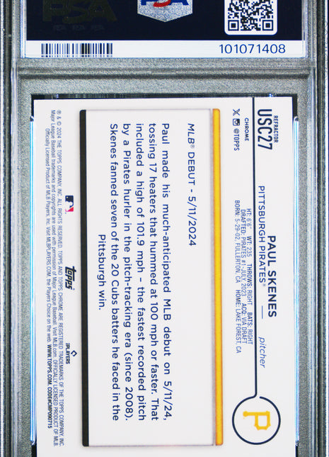 2024 Topps Chrome Update Paul Skenes Refractor #USC27 PSA 10