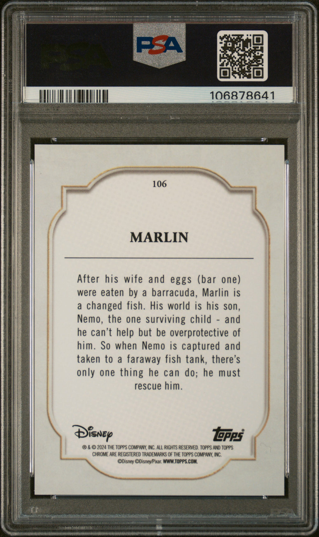 2024 Topps Chrome Disney Marlin #106 PSA 8