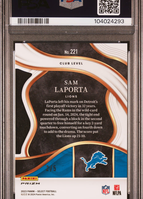 2023 Panini Select Sam Laporta Die Cut Green Prizm #221 PSA 10