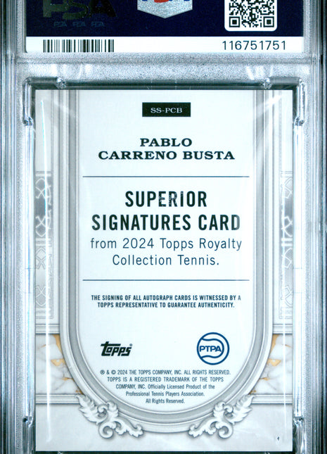 2024 Topps Royalty Tennis Superior Signatures Pablo Carreno Busta Platinum #PCB 1/1 PSA 10