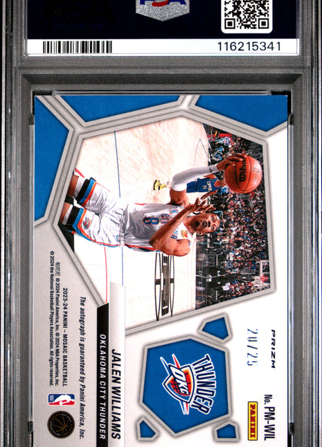 2023 Panini Mosaic Pictographs Mosaic Autographs Jalen Williams White #PMWIL PSA 9