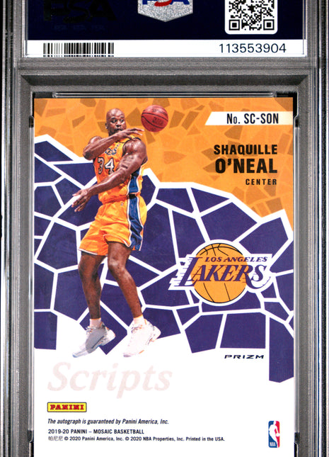 2019 Panini Mosaic Scripts Shaquille O'Neal Red Wave #SCSON PSA 9