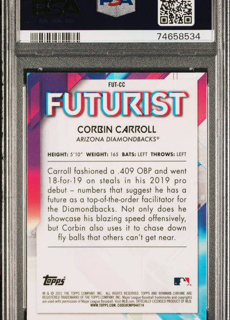 2021 Bowman Mega Box Chrome Futurist Corbin Carroll #CC PSA 10