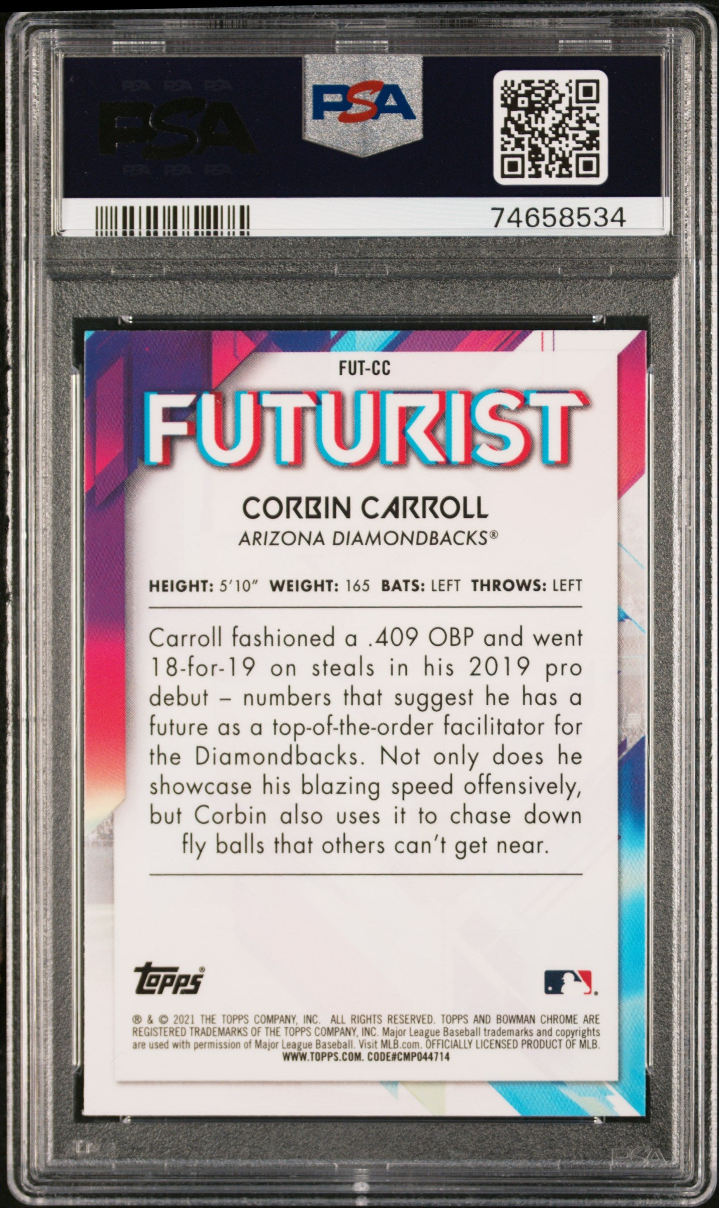 2021 Bowman Mega Box Chrome Futurist Corbin Carroll #CC PSA 10