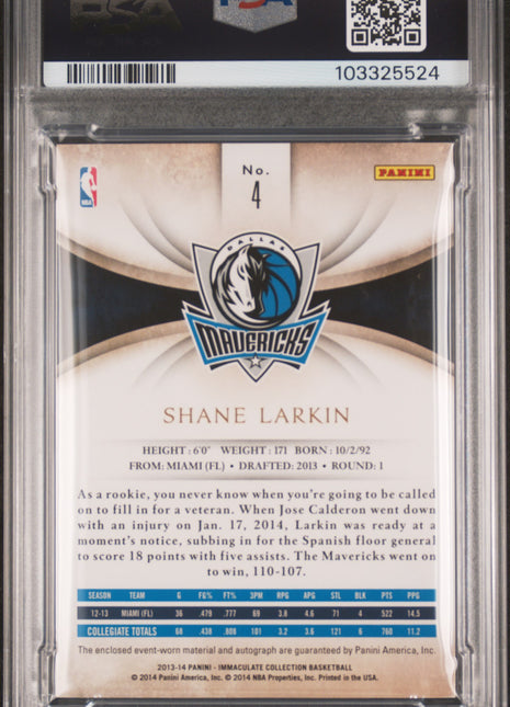 2013 Panini Immaculate Collection Rookie Logoman Shane Larkin Auto #4 1/1 PSA 9