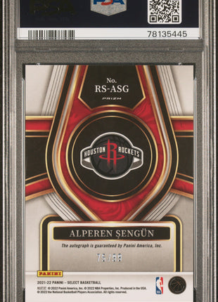 2021 Panini Select Rookie Signatures Alperen Sengun RKE. SIG Neon Green Prizm #RSASG PSA 10