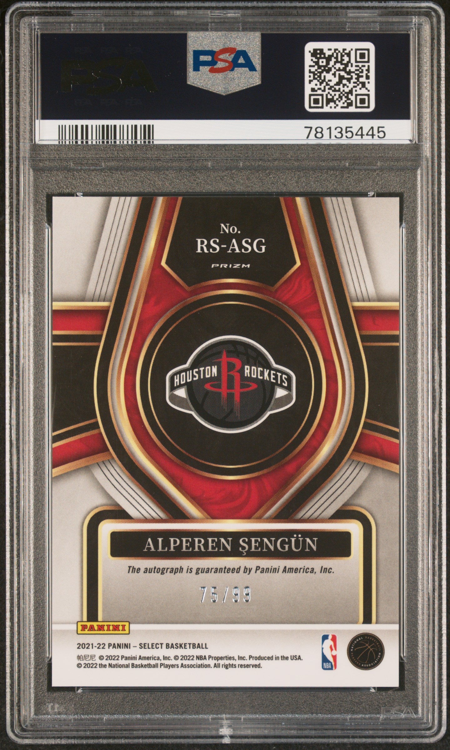2021 Panini Select Rookie Signatures Alperen Sengun RKE. SIG Neon Green Prizm #RSASG PSA 10