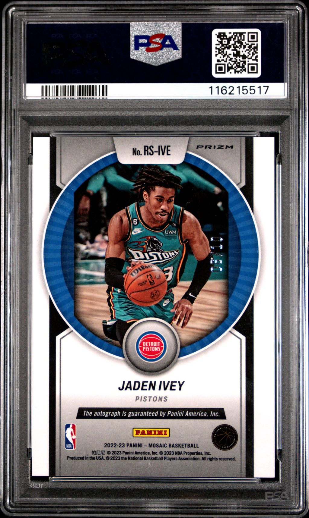 2022 Panini Mosaic Rookie Scripts Jaden Ivey Gold #RSIVE PSA 9