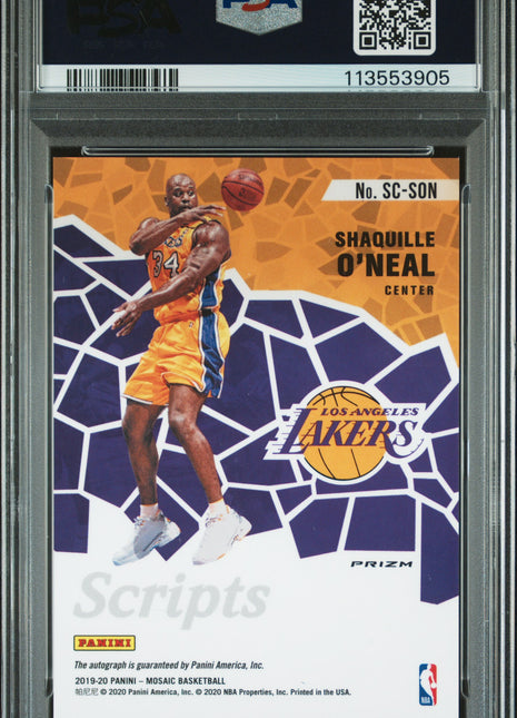 2019 Panini Mosaic Scripts Shaquille O'Neal Red Wave #SCSON PSA 10