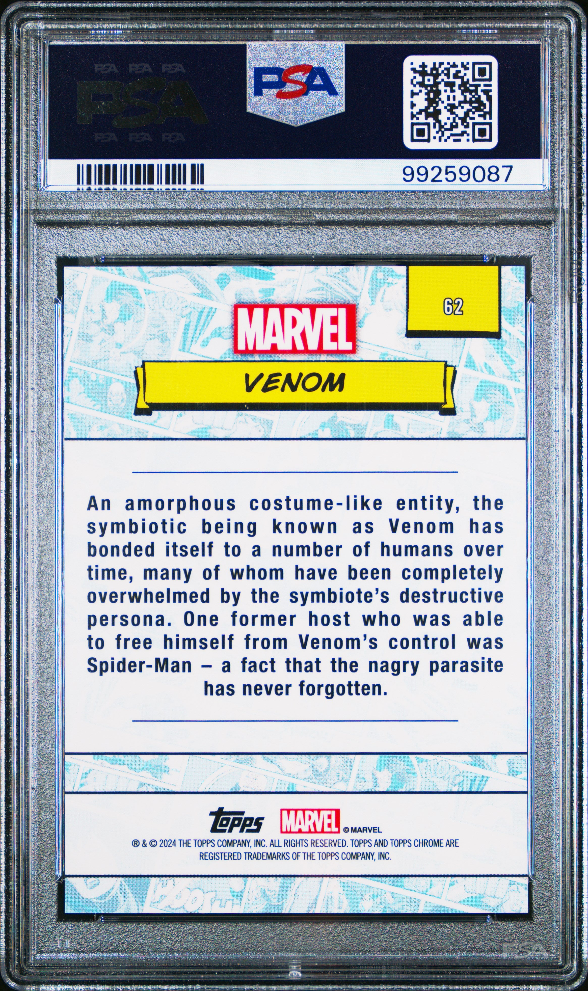 2024 Topps Chrome Marvel Venom Spider Web /399 PSA 9