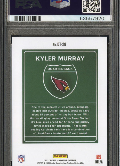 2021 Panini Donruss Downtown Kyler Murray Downtown! #DT-28 PSA 10