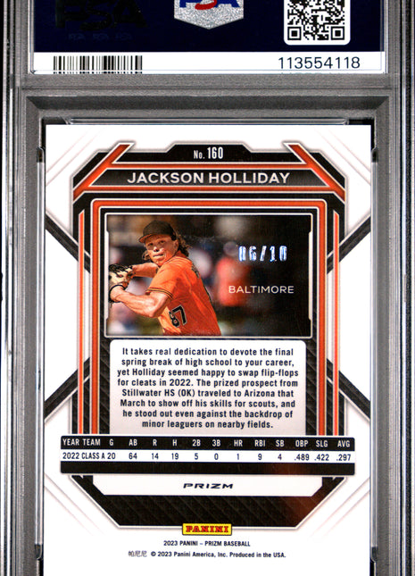 2023 Panini Prizm Jackson Holliday Gold Shimmer #160 PSA 9