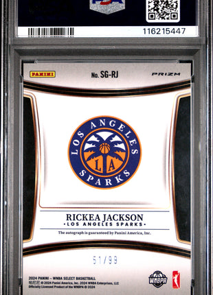 2024 Panini Select WNBA Signatures Rickea Jackson Red Prizm #SGRJ PSA 9