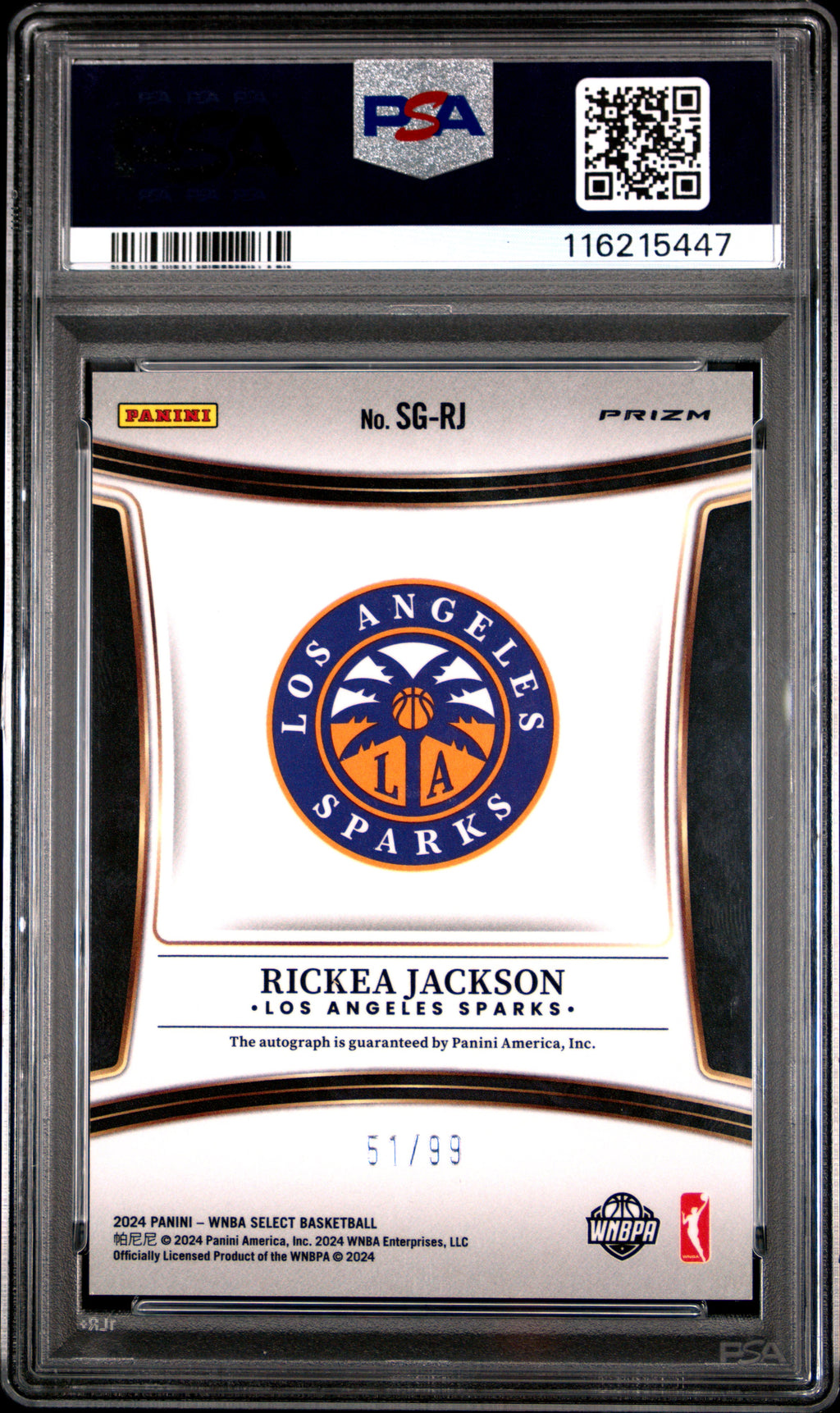 2024 Panini Select WNBA Signatures Rickea Jackson Red Prizm #SGRJ PSA 9