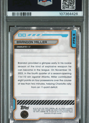 2023 Topps Cosmic Chrome Planetary Pursuit Brandon Miller Sun #PPS5 PSA 9