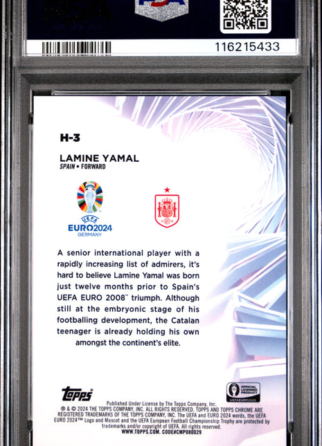2024 Topps Chrome UEFA Euro Hobby Masters Lamine Yamal #H3 PSA 10
