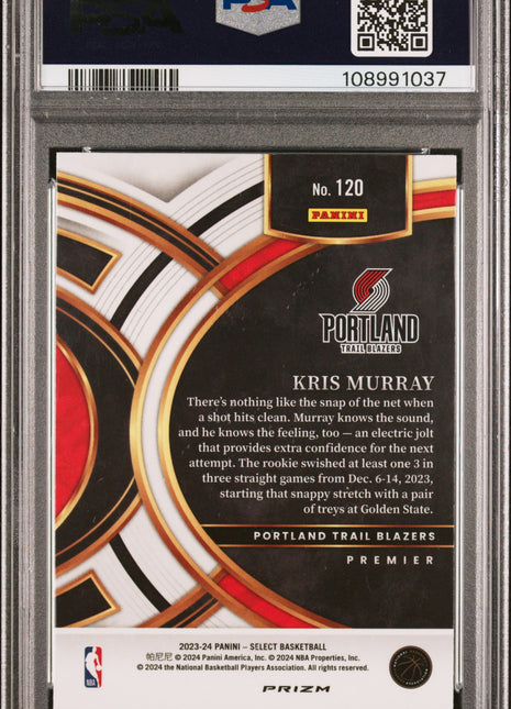 2023 Panini Select Kris Murray Tiger Prizm #120 PSA 10
