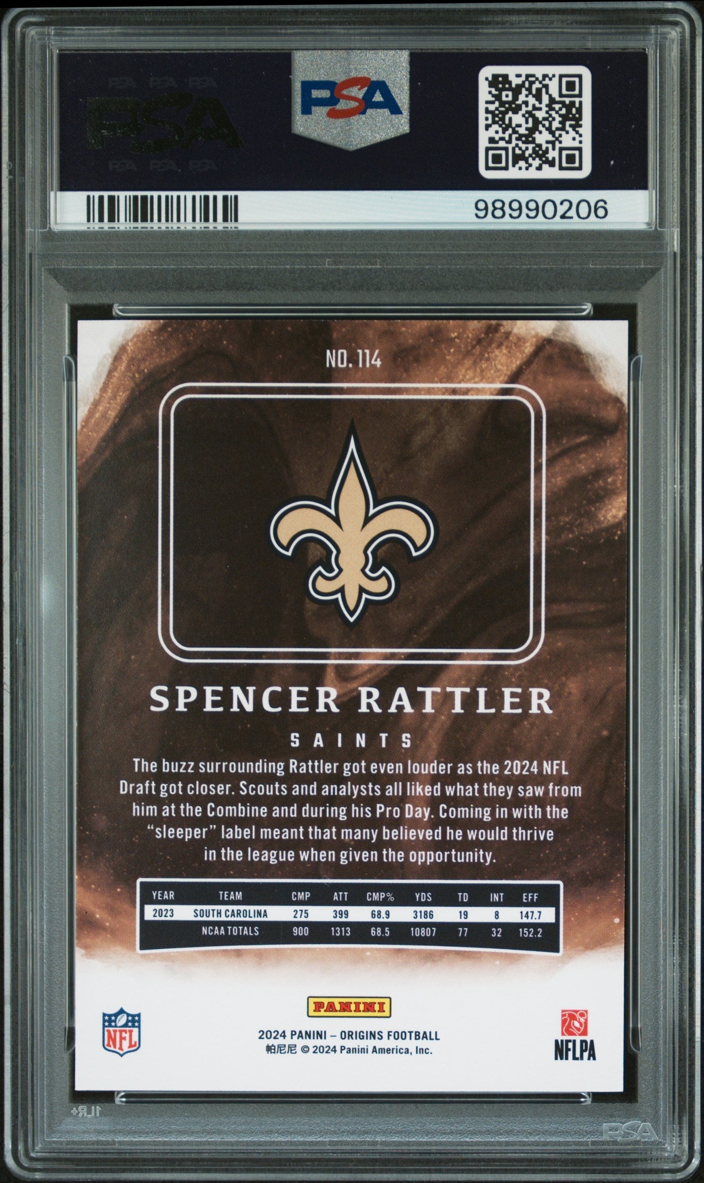 2024 Panini Origins Spencer Rattler #114 PSA 9