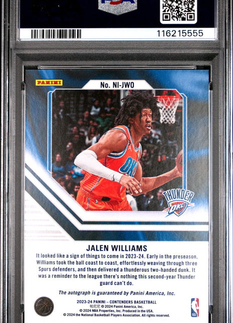 2023 Panini Contenders NBA Ink Autographs Jalen Williams Bronze #NIJWO 18/25 PSA 8