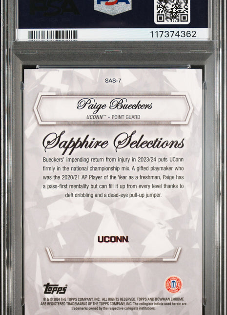 2023 Bowman University Chrome Sapphire Selections Paige Bueckers #SAS7 PSA 10