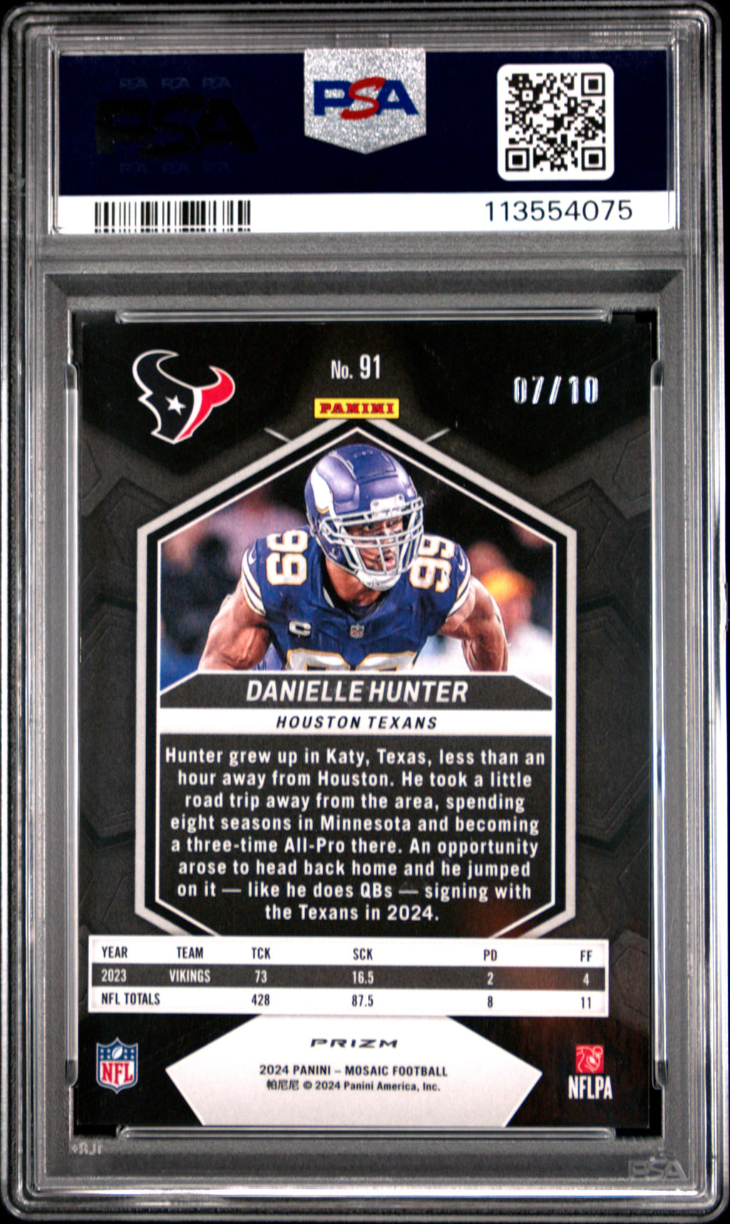 2024 Panini Mosaic Danielle Hunter Gold #91 PSA 9