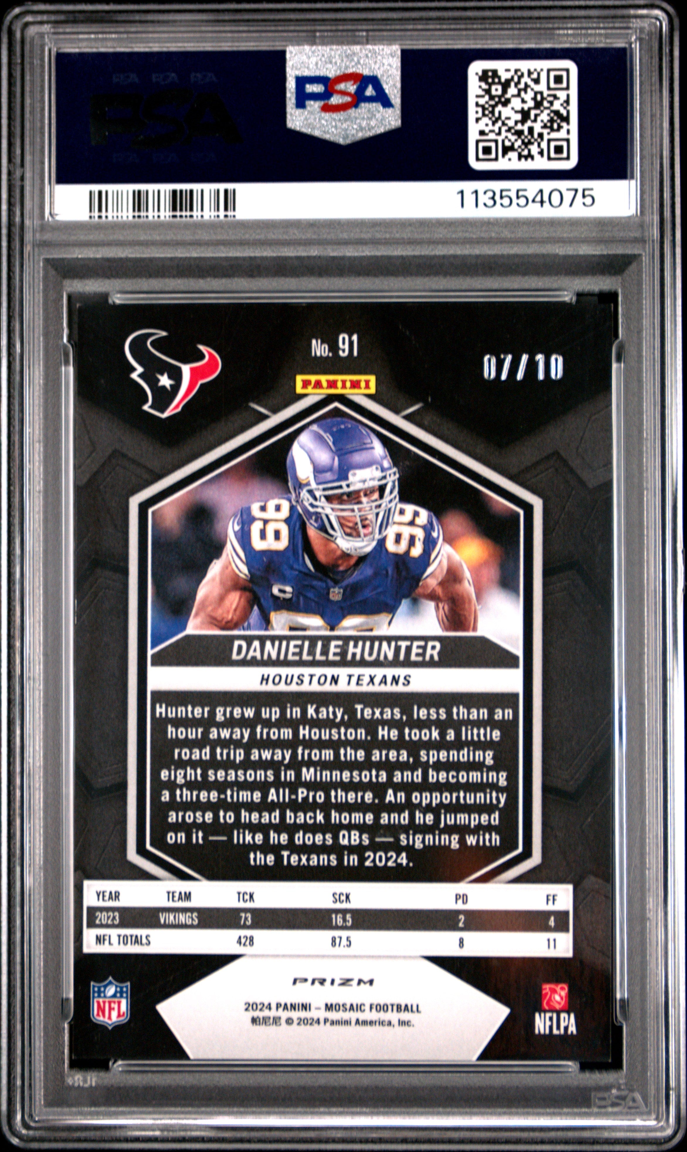 2024 Panini Mosaic Danielle Hunter Gold #91 PSA 9
