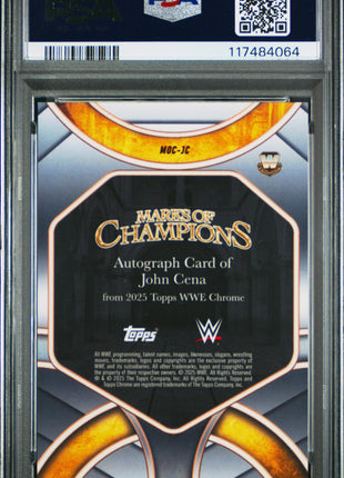 2025 Topps Chrome WWE Marks Of Champions Autographs John Cena Blue Ref #JC 054/150 PSA 10