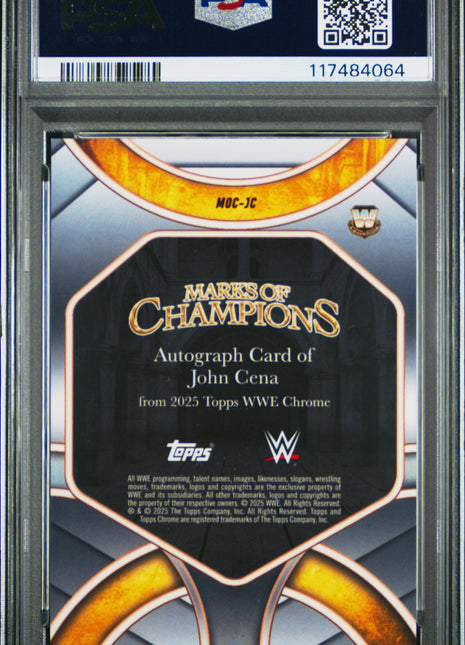 2025 Topps Chrome WWE Marks Of Champions Autographs John Cena Blue Ref #JC 054/150 PSA 10