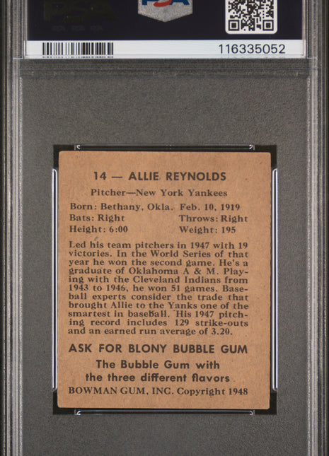 1948 Bowman Allie Reynolds #14 PSA 4