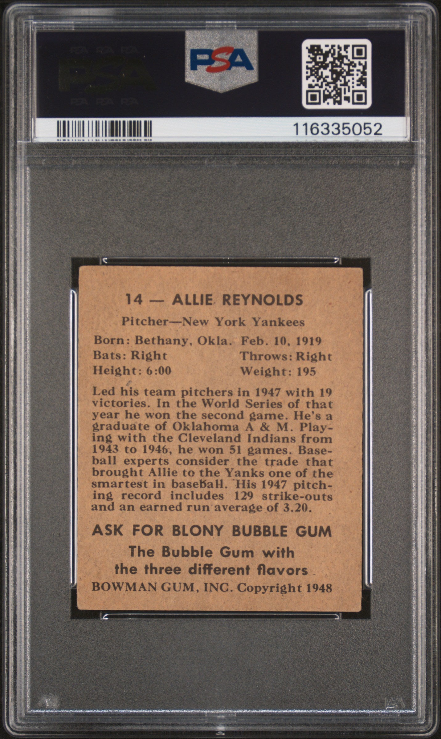 1948 Bowman Allie Reynolds #14 PSA 4