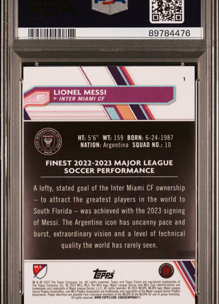 2023 Topps Finest MLS Lionel Messi Speckle Refractor #1 PSA 10