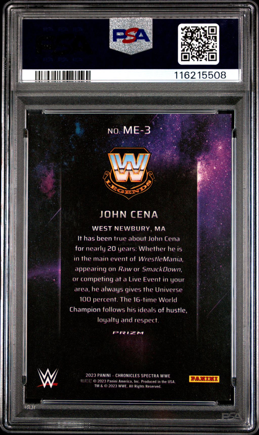 2023 Panini Chronicles WWE Main Event John Cena #ME3 PSA 9