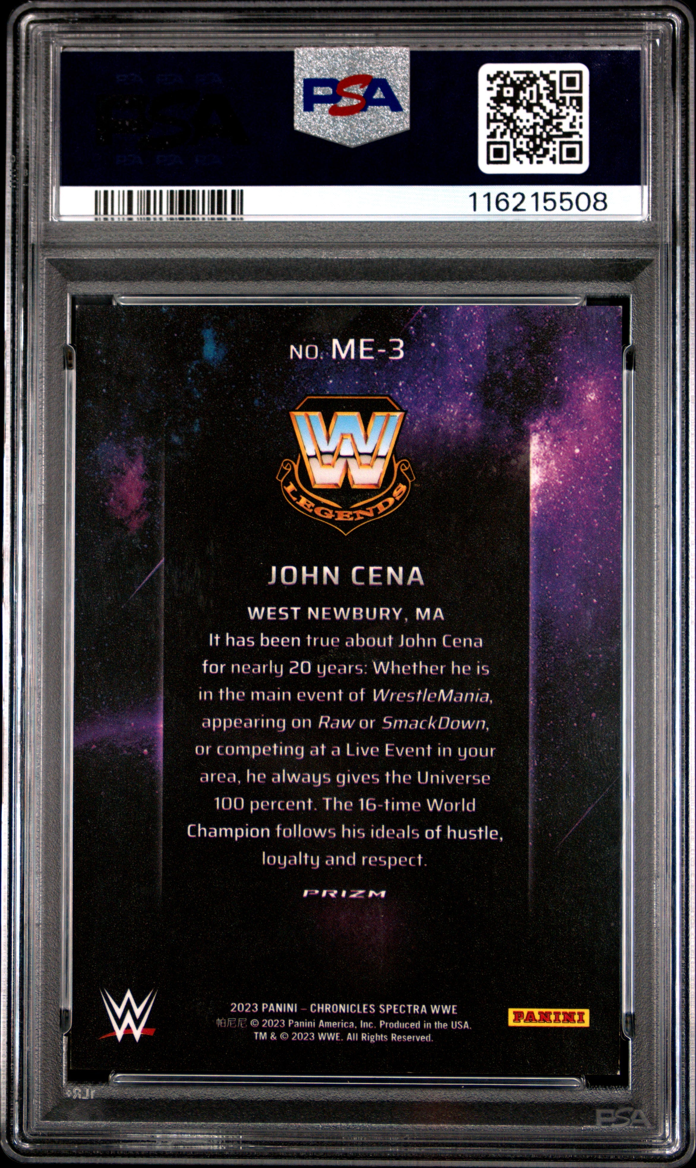 2023 Panini Chronicles WWE Main Event John Cena #ME3 PSA 9