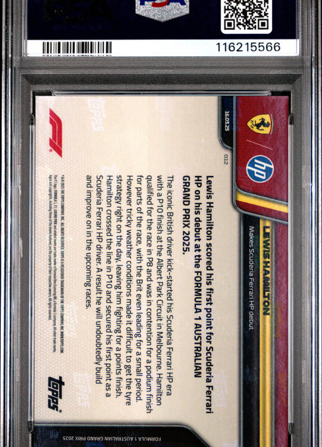 2025 Topps Now Formula 1 Lewis Hamilton #12 PSA 10