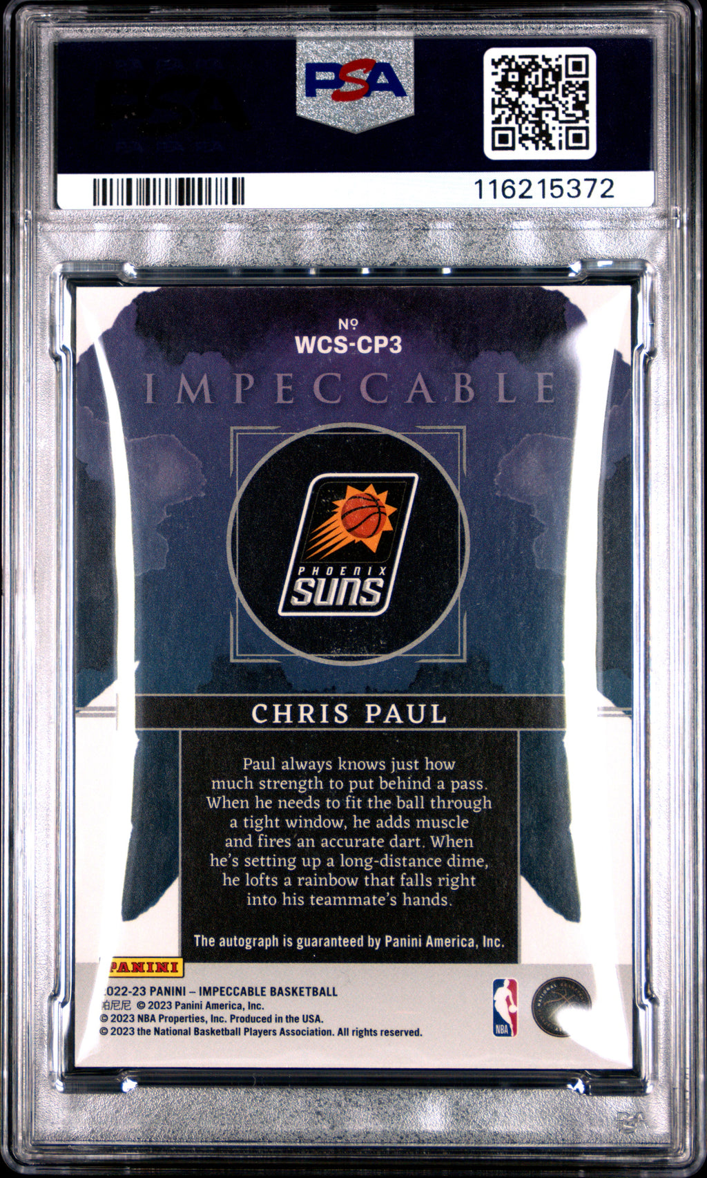 2022 Panini Impeccable Watercolor Signatures Chris Paul Holo Silver #WCSCP3 PSA 10