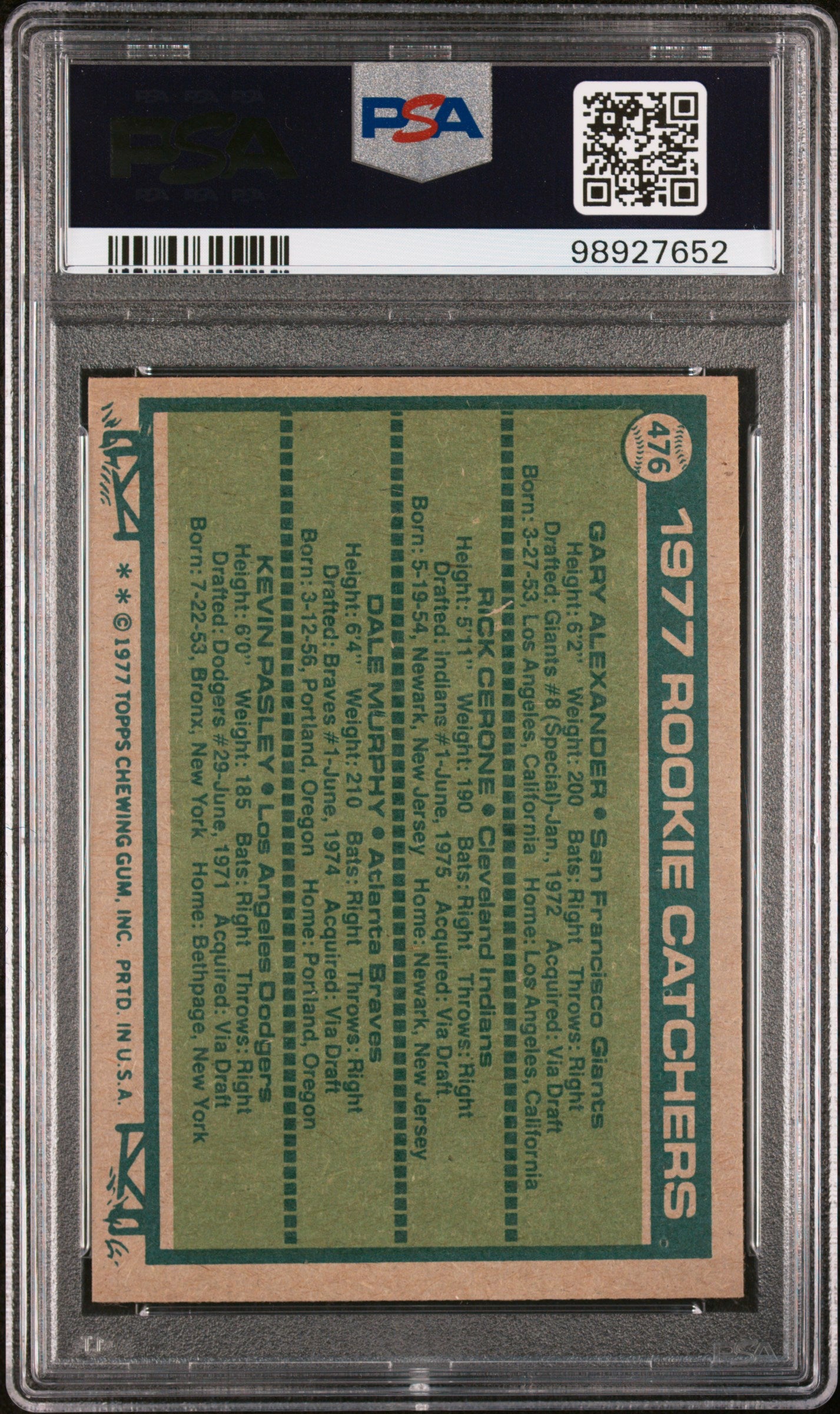 1977 Topps Rookie Catchers Rookie Catchers #476 PSA A
