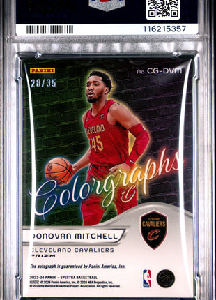 2023 Panini Spectra Colorgraphs Autographs Donovan Mitchell Astral #CGDVM PSA 10