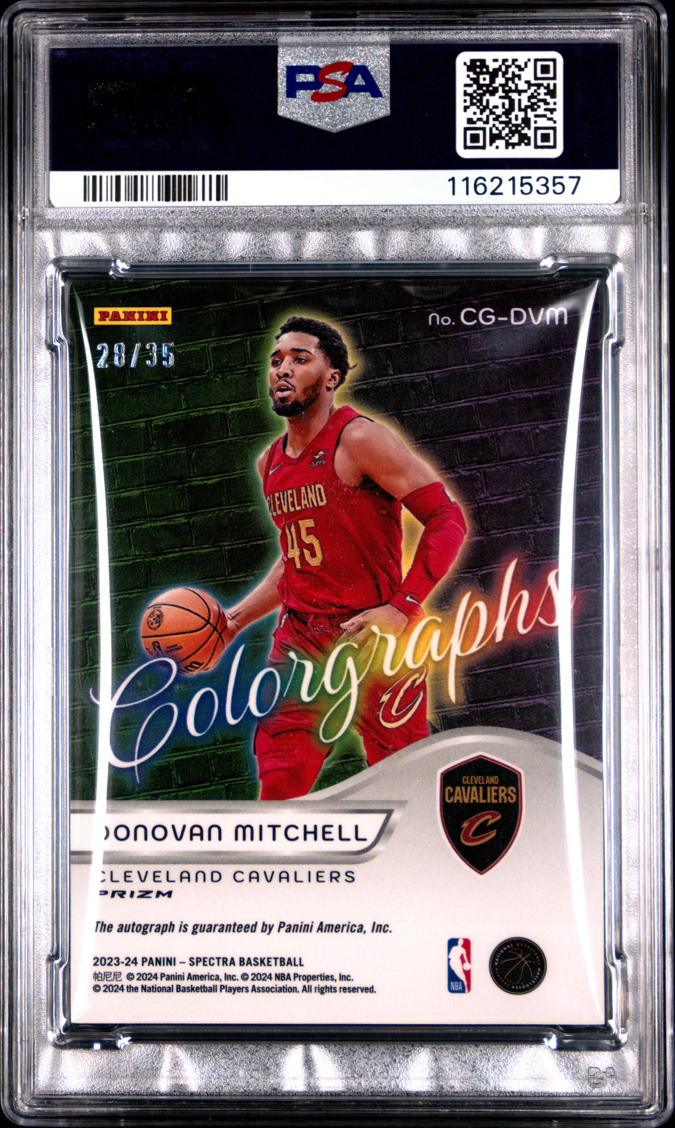 2023 Panini Spectra Colorgraphs Autographs Donovan Mitchell Astral #CGDVM PSA 10