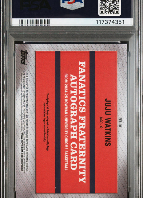 2024 Bowman Chrome University Fanatics Fraternity Autographs Juju Watkins #FFAJW PSA 9