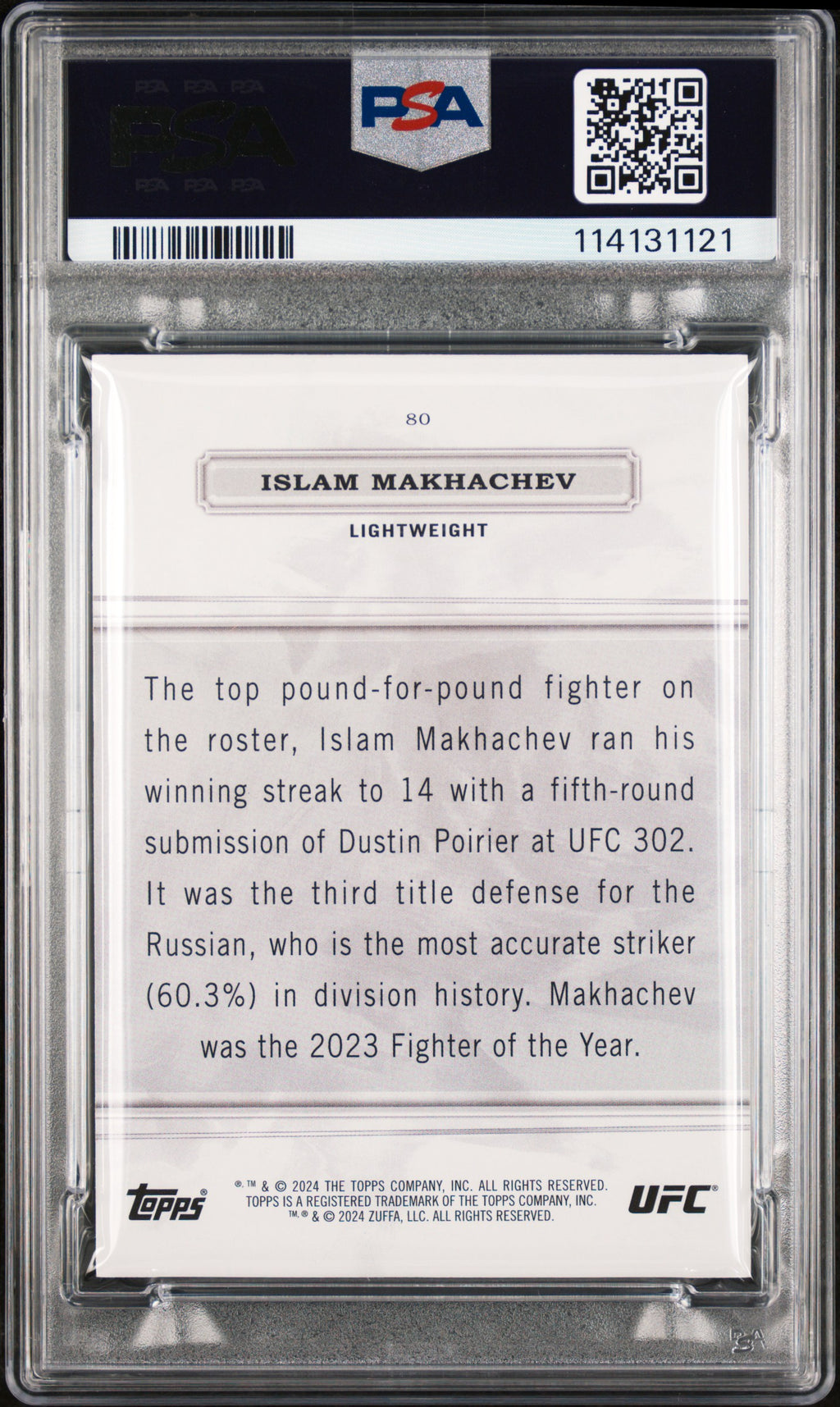 2024 Topps Royalty UFC Islam Makhachev Purple #80 03/35 PSA 9